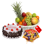Black Forest Cake with Fruit Basket
