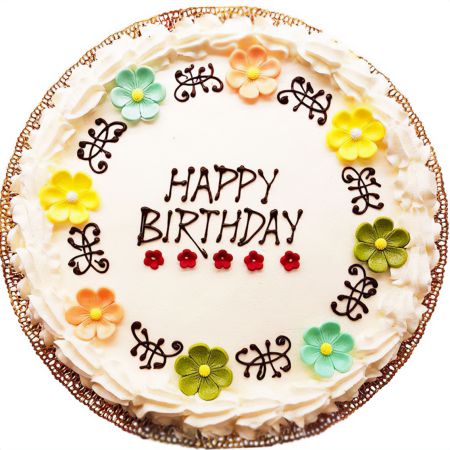 Floral Cream Birthday Cake